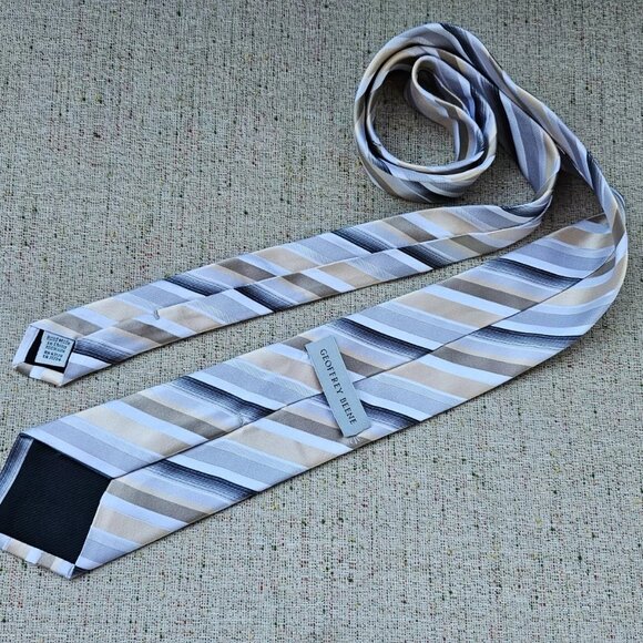 Geoffrey Beene Men Tie Multi Color Striped Necktie 100% Silk Classic Tie - Picture 9 of 11